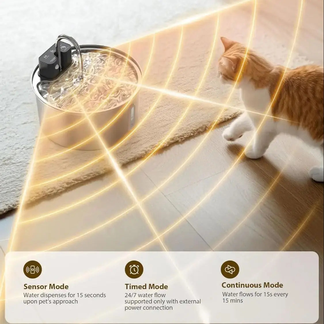 “Automatic 4L Stainless Steel Pet Water Fountain – No more refilling daily.”