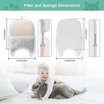 6/12PK Cat Fountain Filters & Sponges Replacement Kit